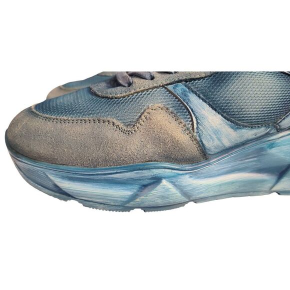 Free People Let FREE PEOPLE LETS WANDER  WASHED DISTRESSED BOARDWALK BLUE SNEAKER SZ 38/8 NOOB